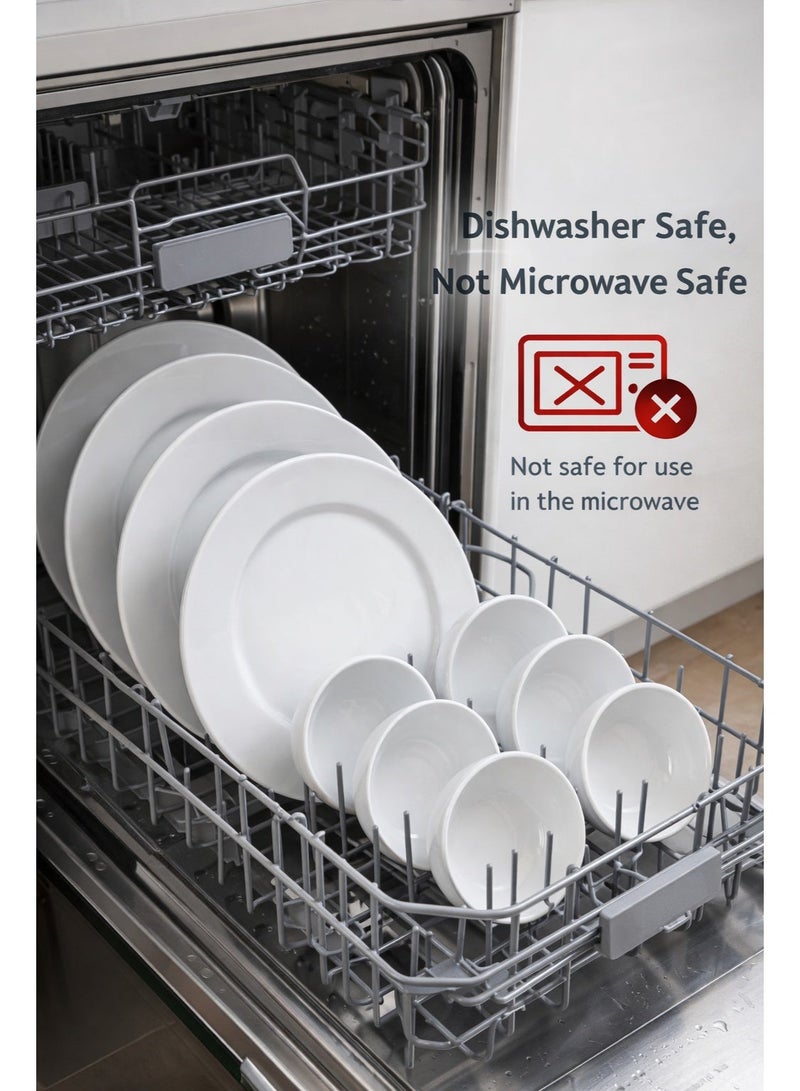 سي سي بن شيهون طقم عشاء ميلامين فاخر 40 قطعة مناسب لـ 6 أشخاص لون أبيض أمن لاستخدامد وغسالة الاطباق - Image 3